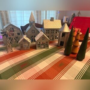 Wondershop Silver Holiday Village Set with wooden trees